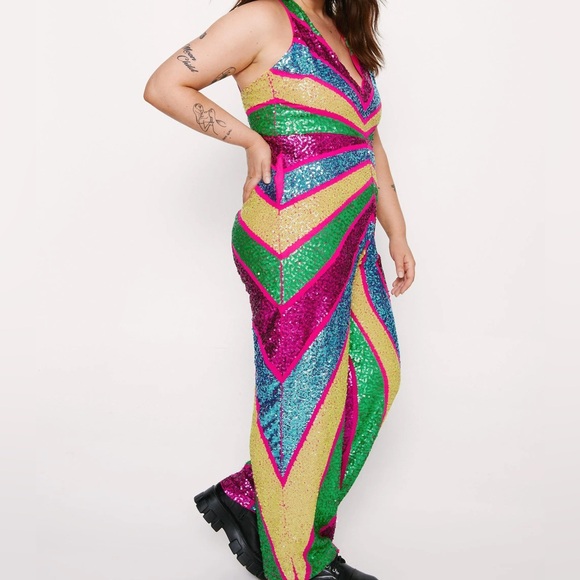 Nasty Gal Vibrant Sequin Jumpsuit - Picture 2 of 8